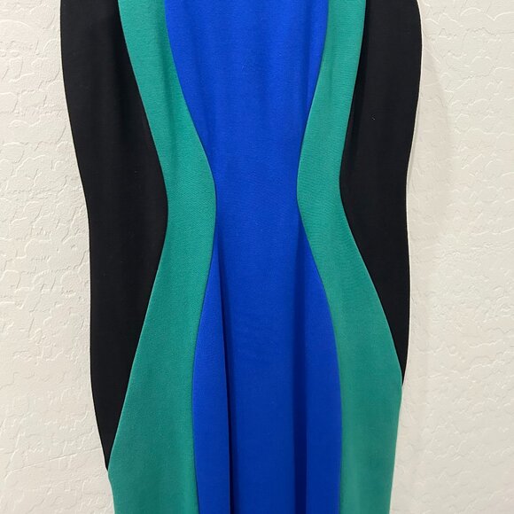 Tahari Women's Sheath Colorblock Dress (Size 8) Green, Black & Blue - Picture 6 of 9